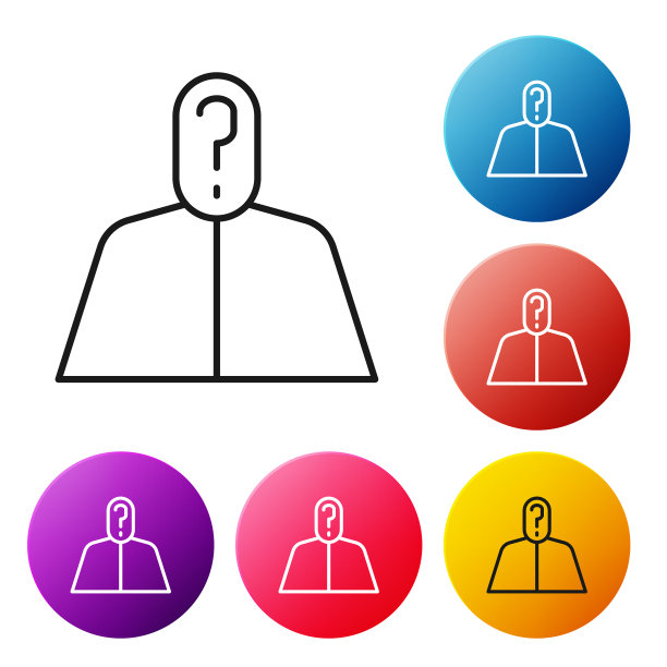 黑线匿名男子带着问号图标图片下载