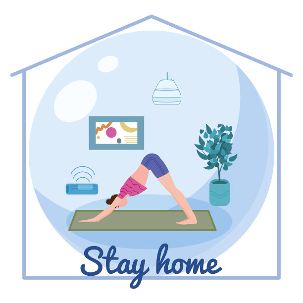 居家意识检疫观念旗帜自我图片下载