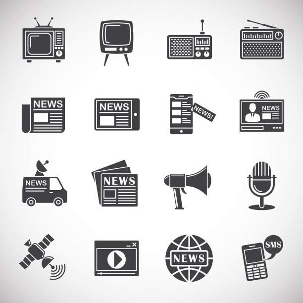 大众媒体相关图标设置在背景图片下载