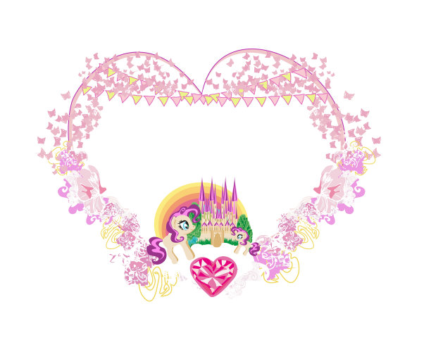 可爱的独角兽和童话般的公主城堡框架图片下载