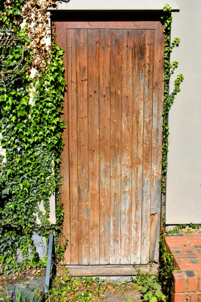 关闭的古董木门图片下载