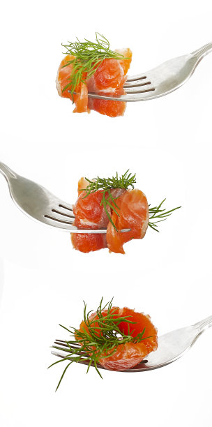 叉块红色的鱼，孤立图片下载