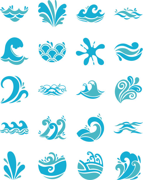 捆绑波浪海洋设置图标图片下载