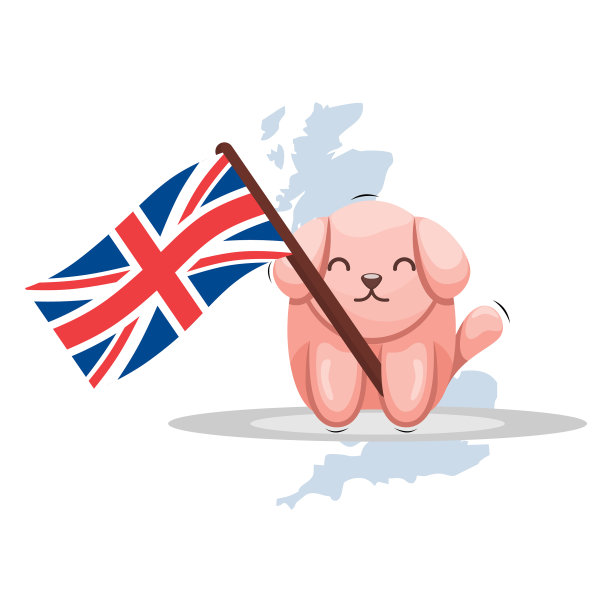 可爱的狗与英国国旗卡通图片下载
