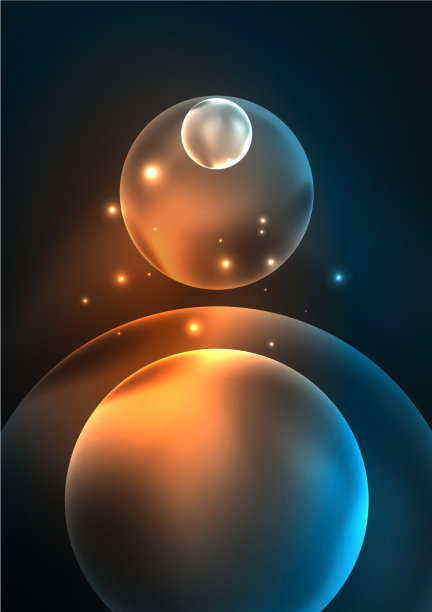 发光的霓虹灯，闪亮的透明气泡玻璃图片下载