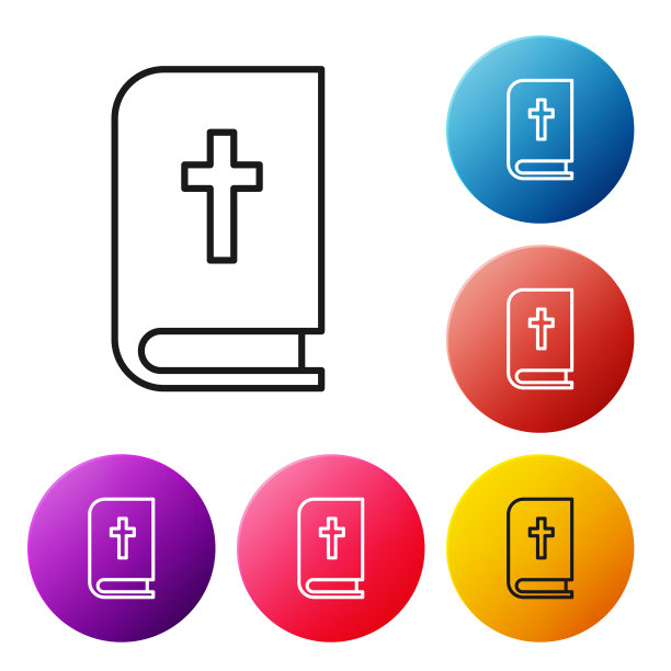 黑线圣洁的圣经书图标孤立在白色图片下载