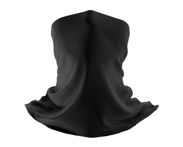 黑色颈部绑腿模型，黑色织物颈部防尘3d渲染隔离在白色背景图片下载