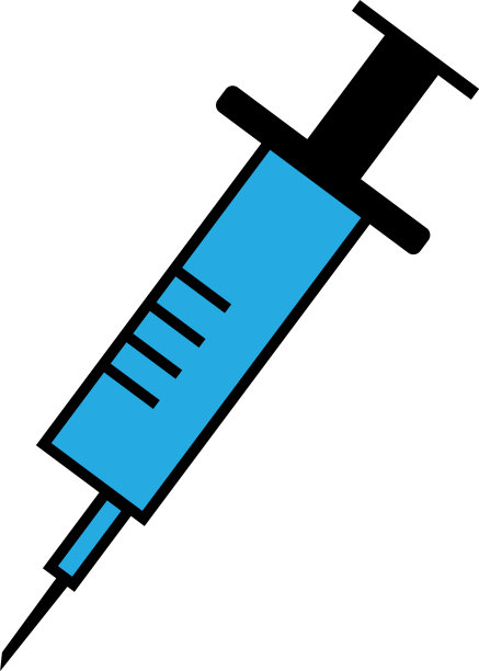 医疗注射器图标与针在平面风格图片下载