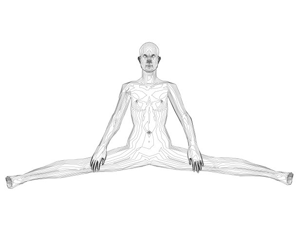 一个女孩坐在麻线上的轮廓。前视图。3 d。矢量图图片下载