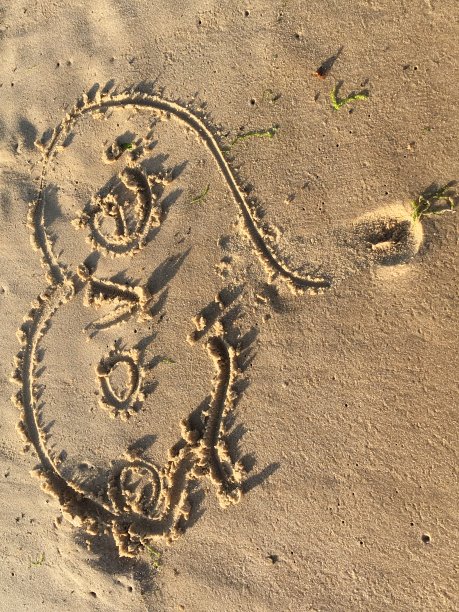 爱在沙滩上的沙子，随着大海的到来图片下载