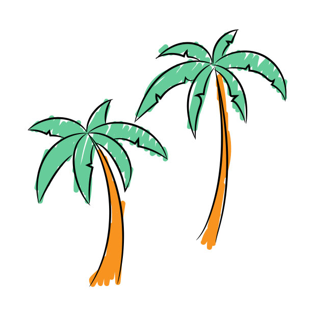 用两棵棕榈树素描模拟绘画图片下载