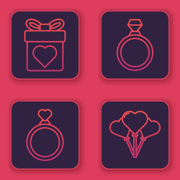 套线礼盒与心结婚戒指图片下载