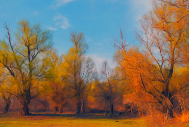 石油山水画图片下载