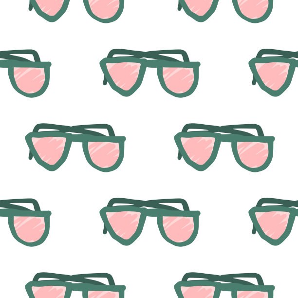 太阳镜涂鸦轮廓无缝图案。孤立的粉色潮人印花在白色的背景。图片下载