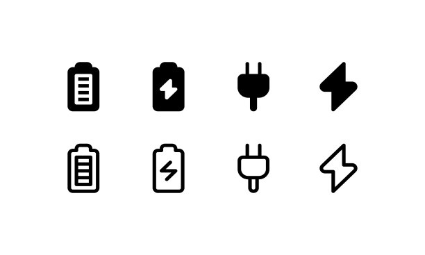 电子设备上的电池、充电和电子图标图片下载