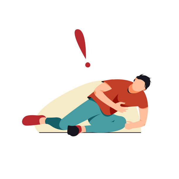 孤立的白色倒下的人胸痛矢量插图。图片下载