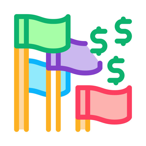 国家旗帜金融伙伴关系图标矢量大纲插图图片下载