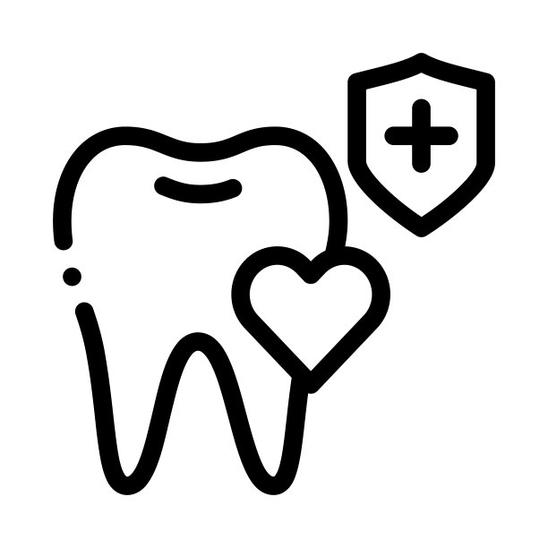 牙医牙齿保险图标矢量轮廓插图图片下载