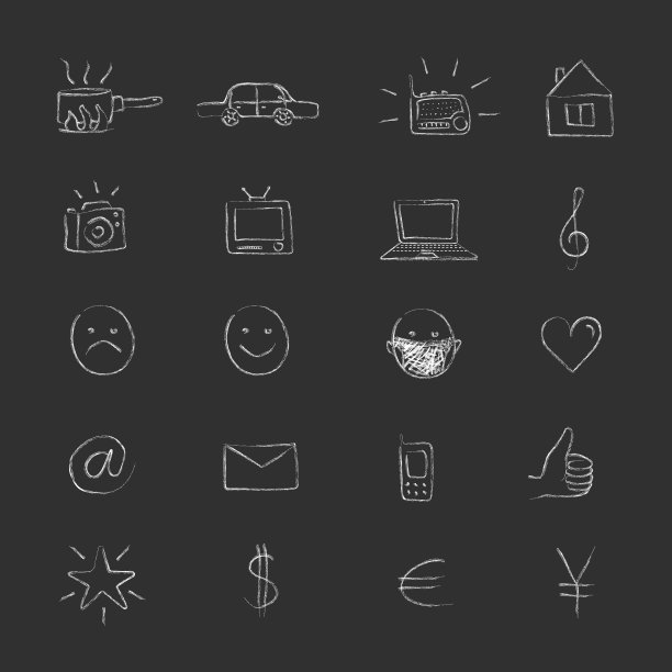 手绘粉笔有机图标图片下载