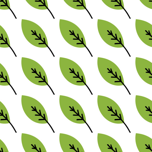 无缝植物叶片图案。矢量手绘插图图片下载