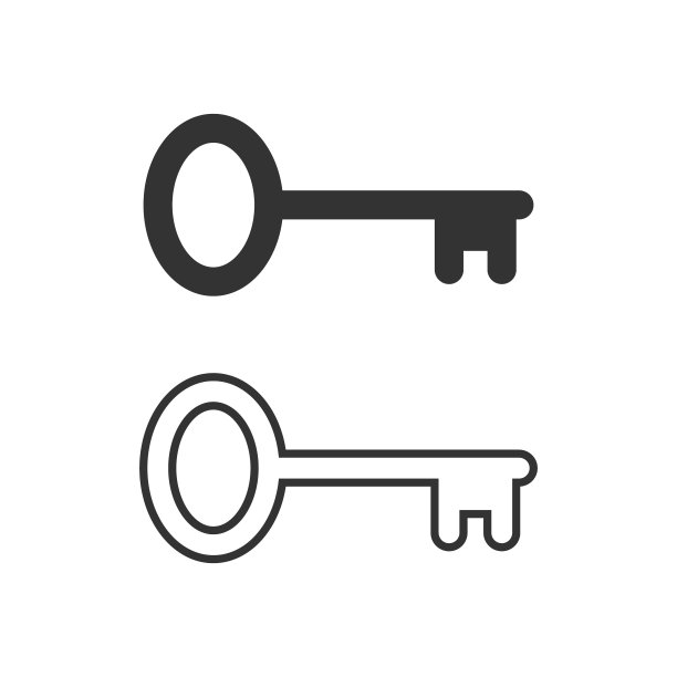 键图标符号集。安全访问的标志。简单扁平形状的安全标志。白色背景上孤立的黑色剪影。矢量插图形象。图片下载