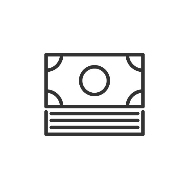 金钱图标与线条风格矢量插图图片下载