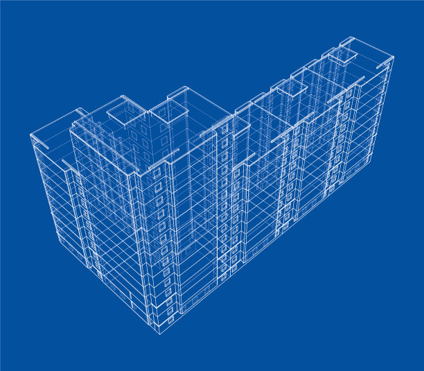 多层建筑的线框模型图片下载