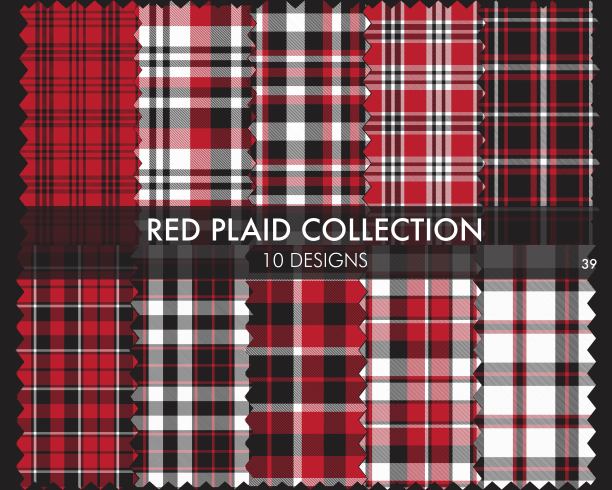 红色格子花格无缝图案系列图片下载