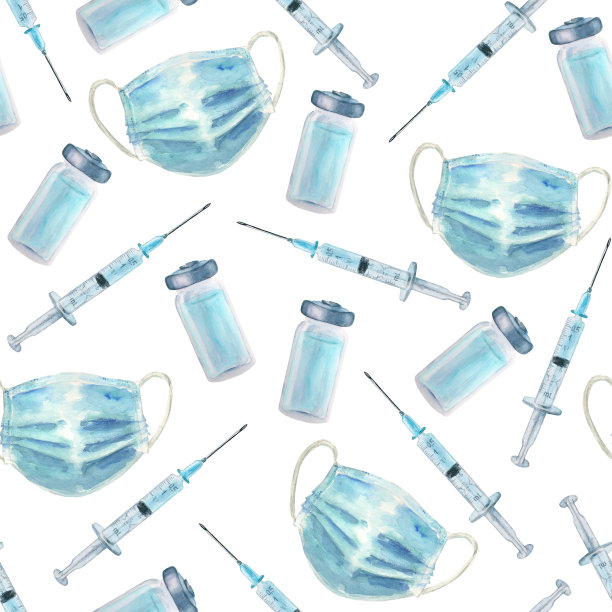 医疗无缝模式。水彩手绘医疗重复纹理图片下载