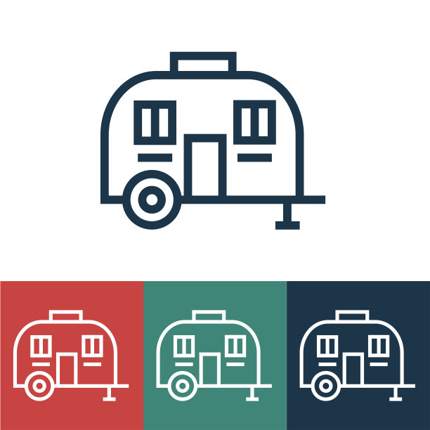 带拖车的线性矢量图标图片下载