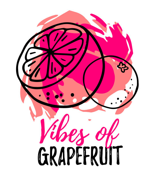 矢量夏季插图多汁的葡萄柚与明亮的红色背景上的文字。图片下载