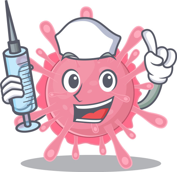 护士友好地拿着冠状病毒细菌注射器图片下载