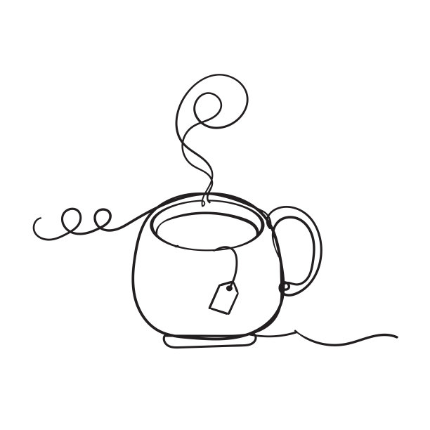 手绘涂鸦杯茶与热美味的香气插图图标向量图片下载