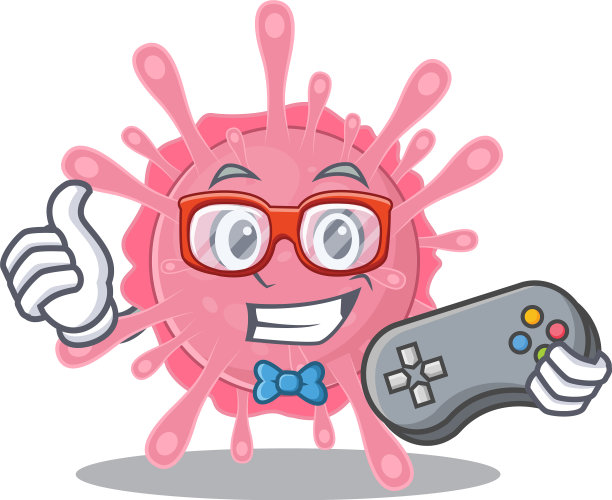 凉爽的玩家冠病毒病菌与控制器图片下载