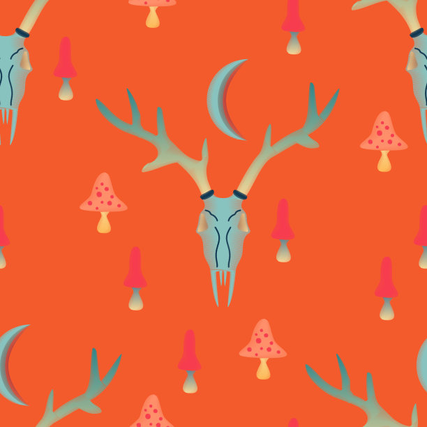 无缝图案与魔法女巫的元素图片下载