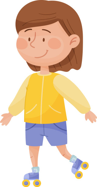 可爱的女孩穿着运动服滑旱冰图片下载