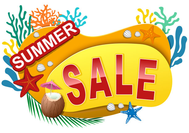 夏季促销贴纸或横幅图片下载