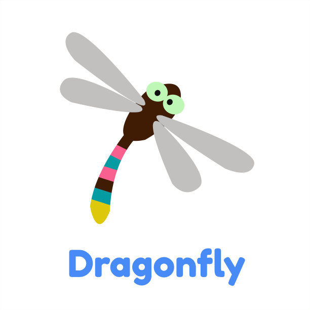 动物卡片蜻蜓儿童插图矢量图片下载