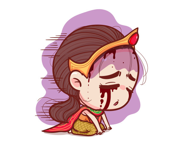 泰国鬼在传统的服装独自坐和悲伤的情绪孤立在白色的背景与可怕的万圣节概念。图片下载