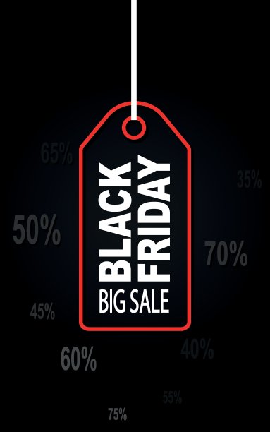 大折扣标签。黑色星期五购物狂欢的概念。横幅，矢量，图形。图片下载