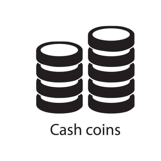 现金硬币图标黑色矢量插图图片下载