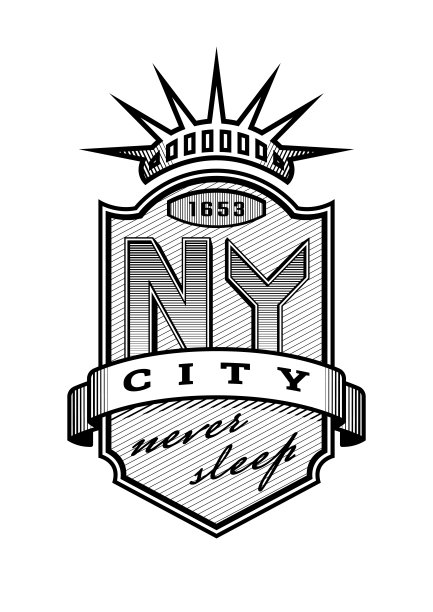 纽约市徽，复古风格。矢量插图。图片下载