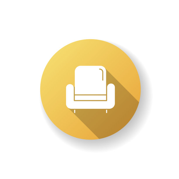 扶手椅黄色扁平设计长影字形图标图片下载