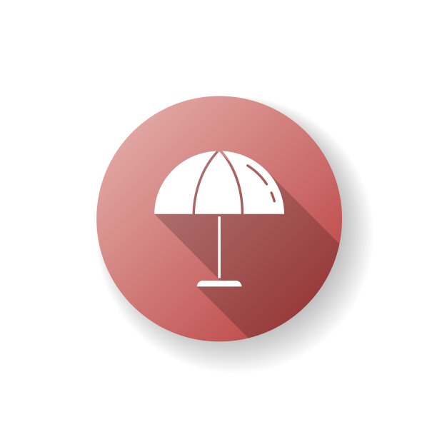 海滩伞红色平坦设计长影字形图标图片下载