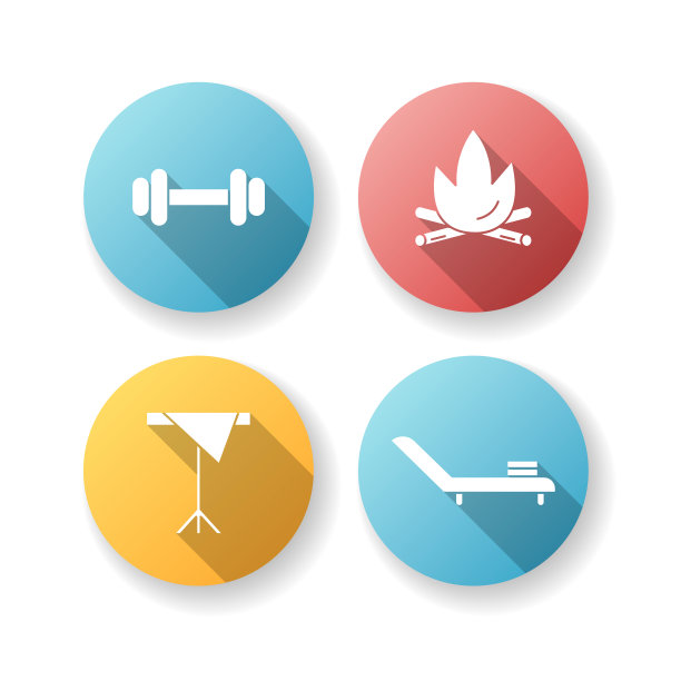 酒店服务平面设计长影字形图标集图片下载