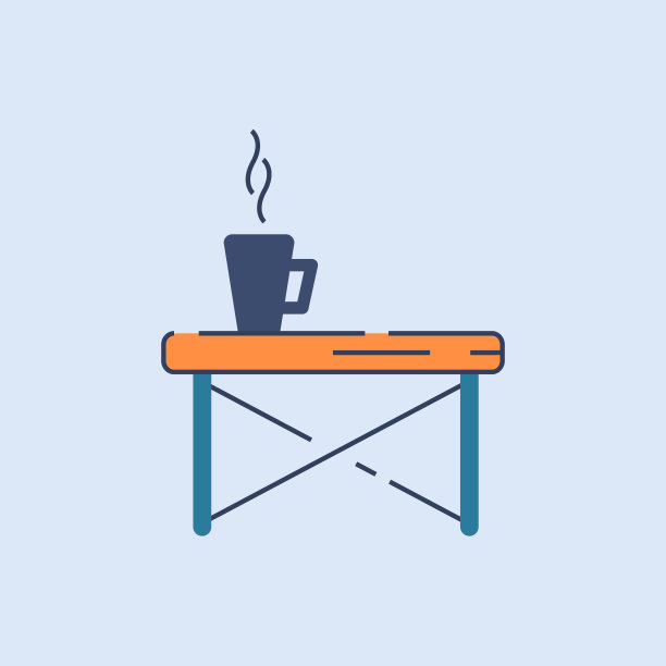 咖啡桌上的杯子半平面RGB彩色矢量插图图片下载