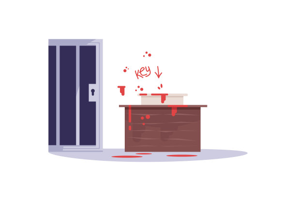 逃离房间挑战半平面RGB颜色矢量插图图片下载