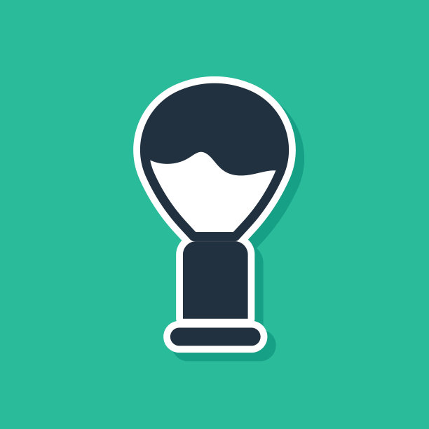 蓝色剃须刷图标隔离在绿色背景。理发店的标志。矢量图图片下载