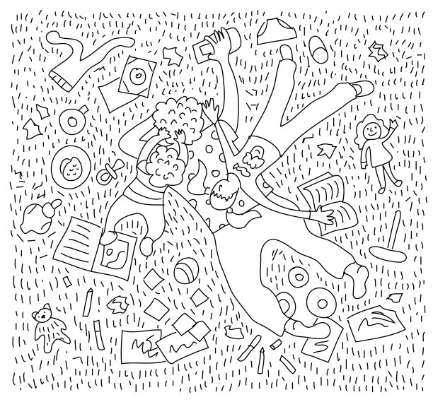 嘟嘟疲惫的妈妈带着孩子回家黑黑的图片下载