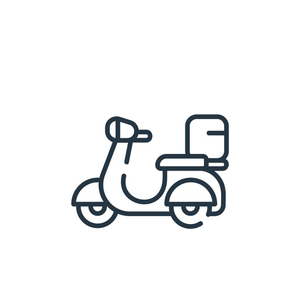 摩托车矢量图标，白色背景上的细线条轮廓设计，适用于网站和App开发图片下载